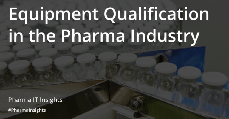 Displays the title of the Pharma IT Insight as well as a background image showing an example of Pharmaceutical Manufacturing Equipment that could be validated.